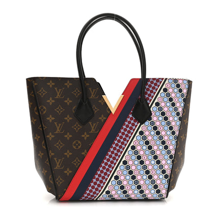 Louis Vuitton Calfskin Monogram Kimono Tote MM Rouge Navy 1 of 11