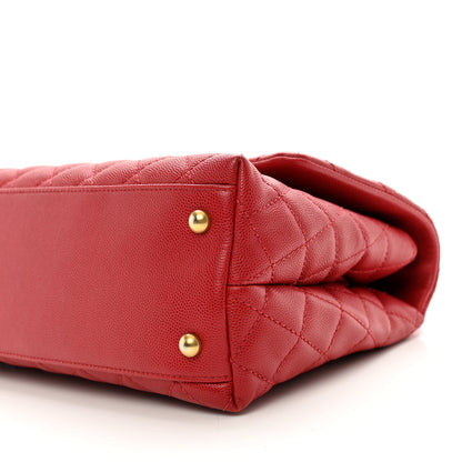 Chanel Caviar Quilted Small Coco Handle Flap Red 10 of 11