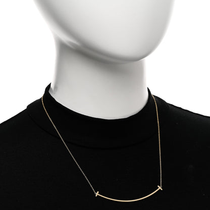 Tiffany 18K Yellow Gold Large T Smile Pendant Necklace 2 of 4