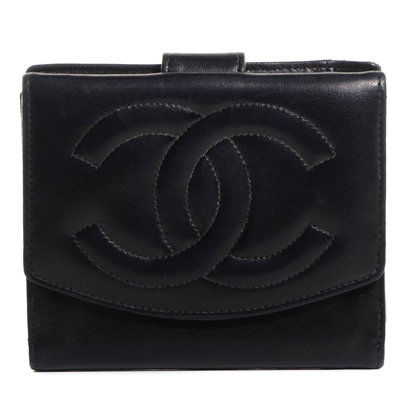 Lambskin CC French Wallet Black