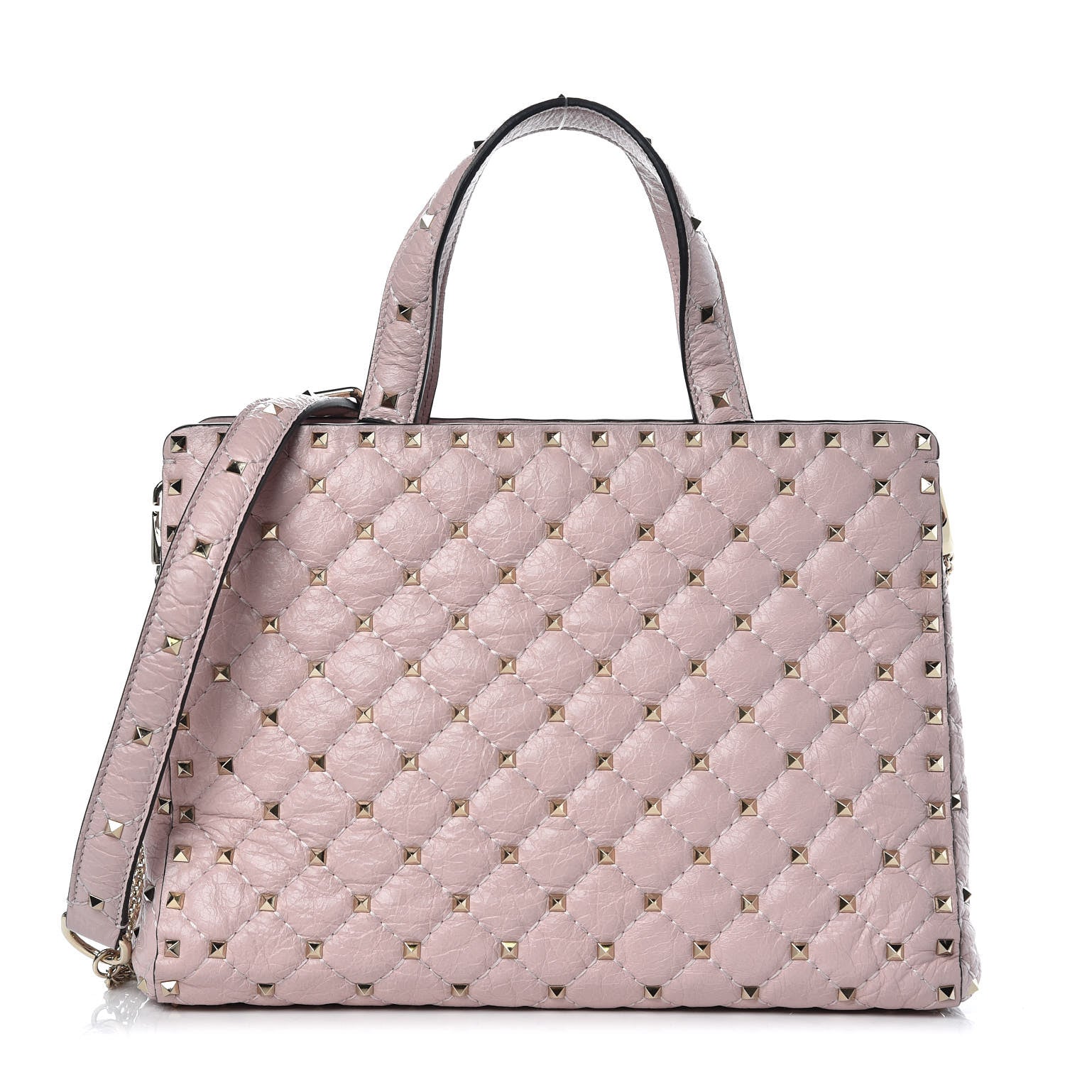 Valentino Garavani Craquele Nappa Rockstud Spike Tote Poudre 1 of 6