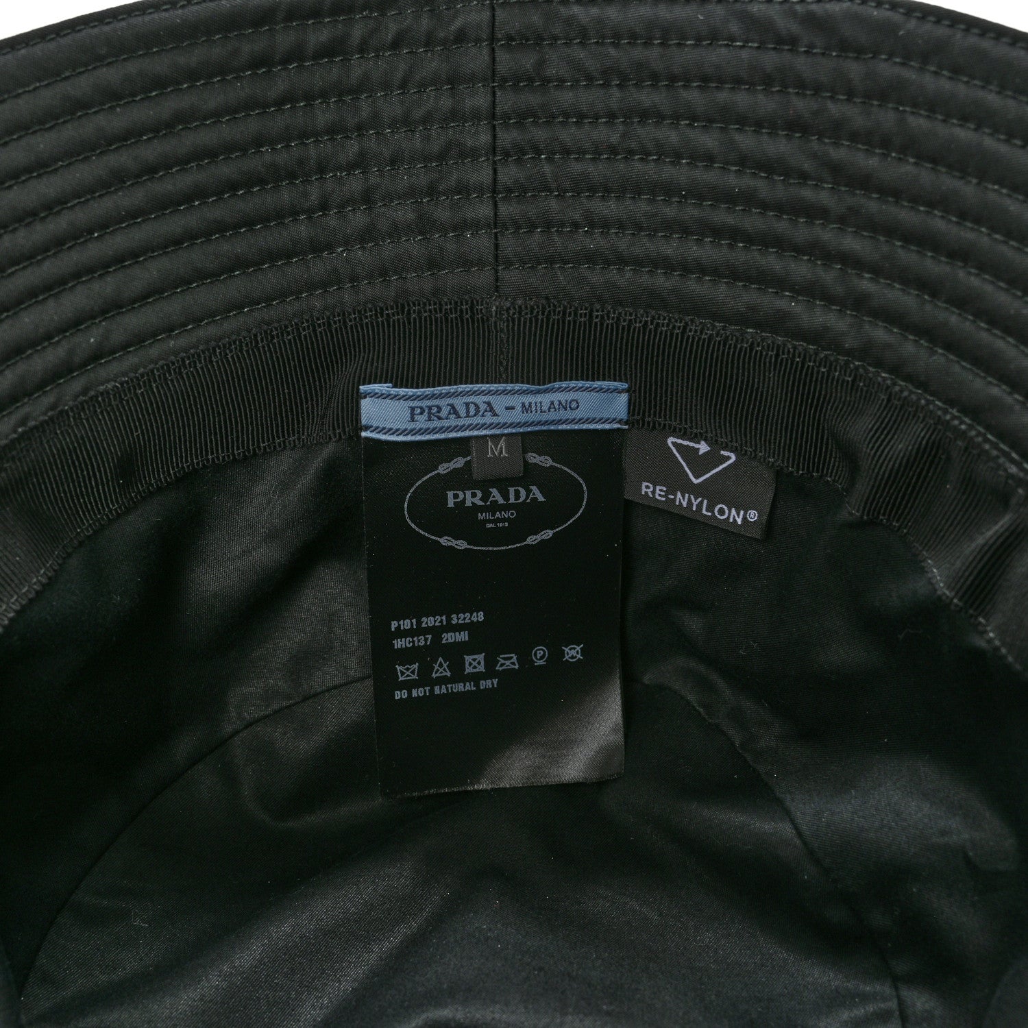 Prada Re-Nylon Metal Triangle Logo Womens Bucket Hat M Black 8 of 8
