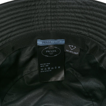Prada Re-Nylon Metal Triangle Logo Womens Bucket Hat M Black 8 of 8