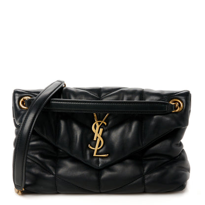 Saint Laurent Lambskin Quilted Small Loulou Puffer Monogram Chain Satchel Black 1 of 11