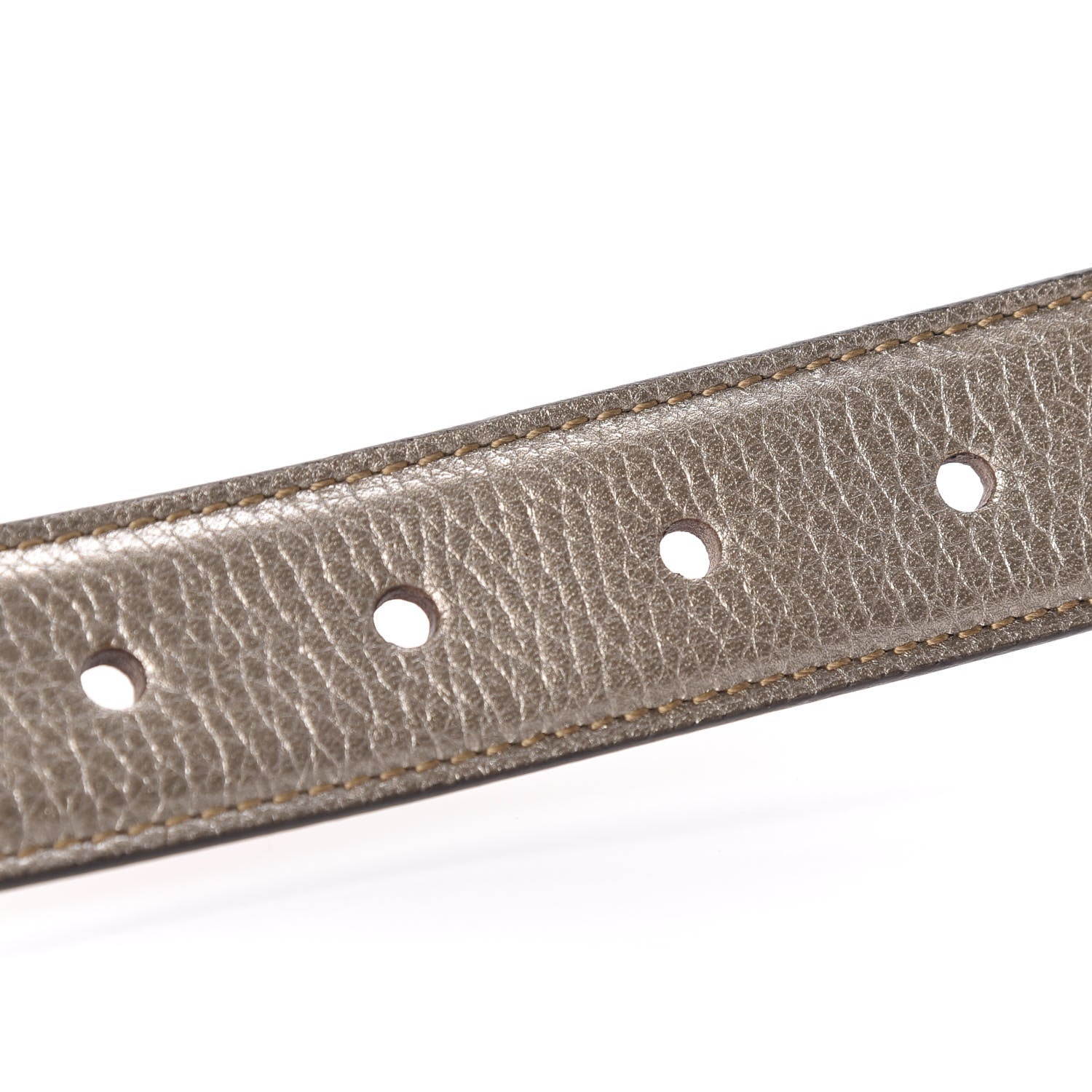 Gucci Metallic Calfskin Bamboo Buckle Belt 80 32 Golden Beige 3 of 5