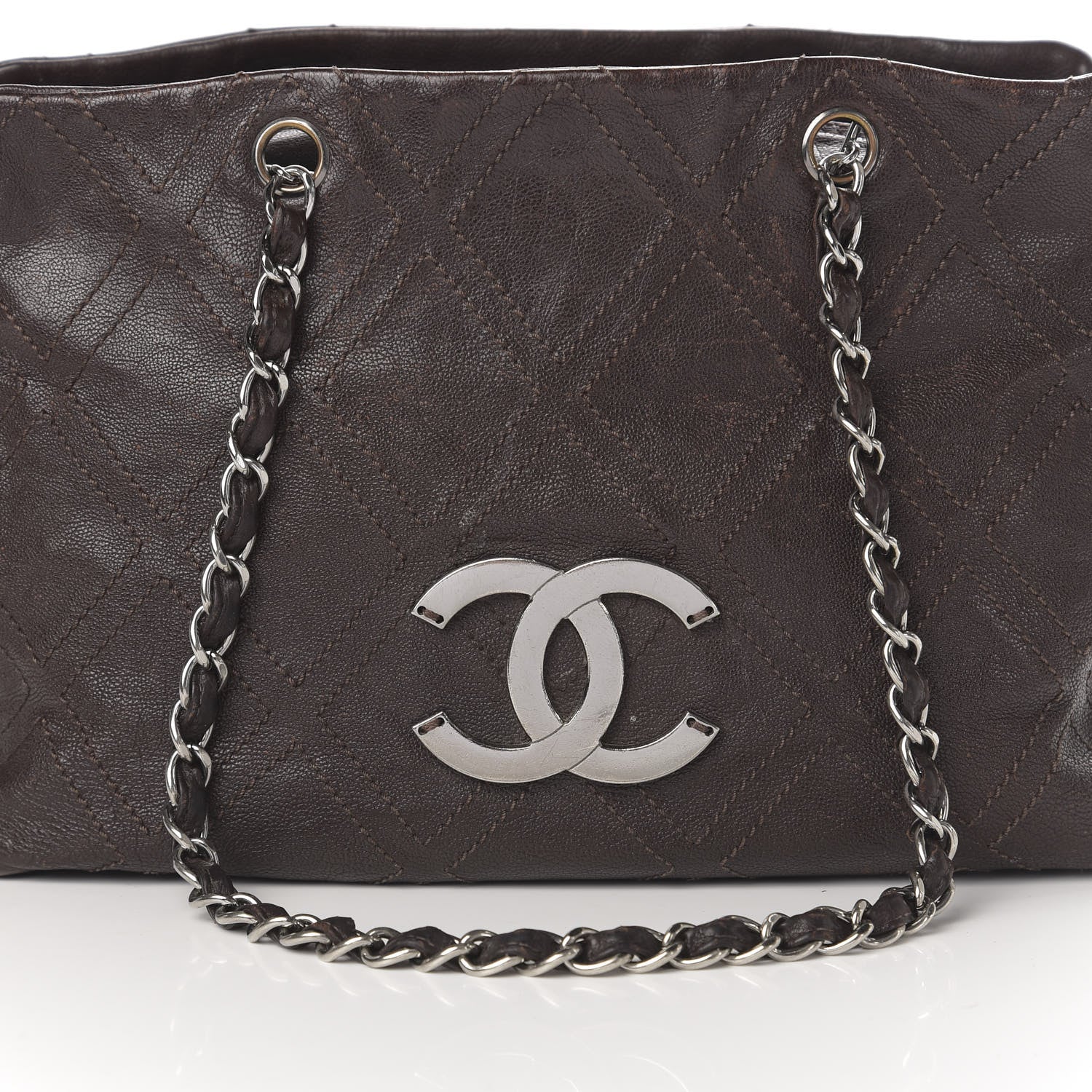 Chanel Calfskin Small Diamond Stitch Tote Brown 23 of 23