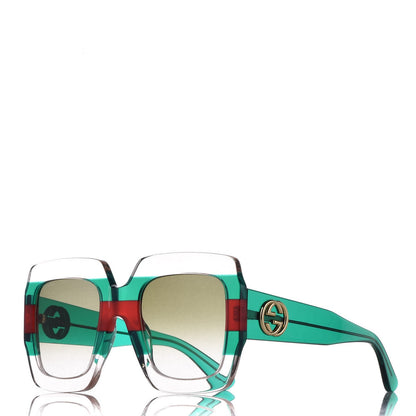 Gucci Square Web Frame GG0178S Sunglasses Green Red 1 of 8