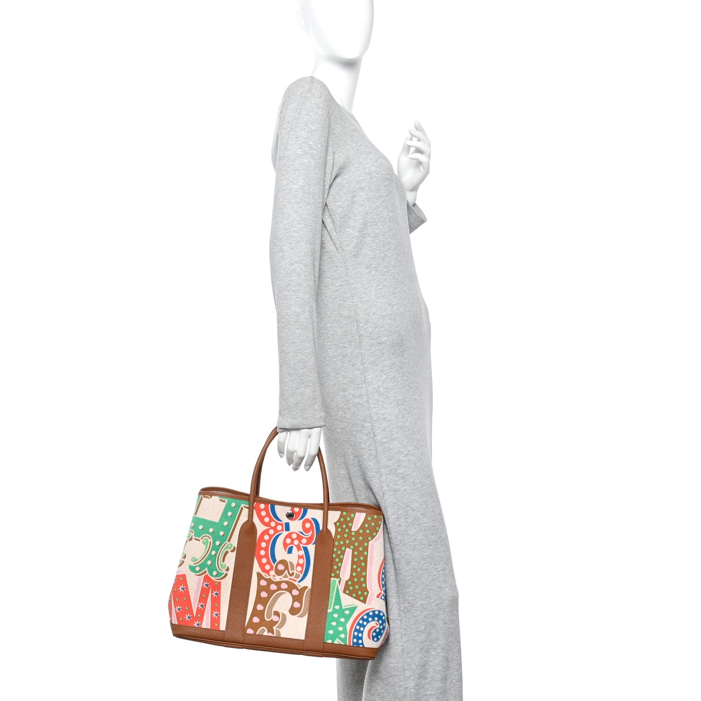 Toile Negonda H Plume Garden Party 36 MM Tote Capucine Ecru Gold