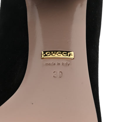 Gucci Kid Scamosciato Horsebit Fringe 50mm Loafer Pumps 39 Black 6 of 9