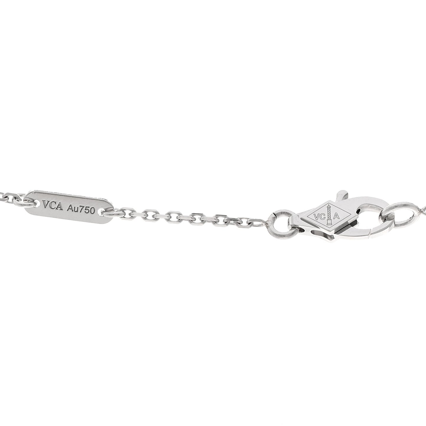 18K White Gold Diamond Sweet Alhambra Pendant Necklace