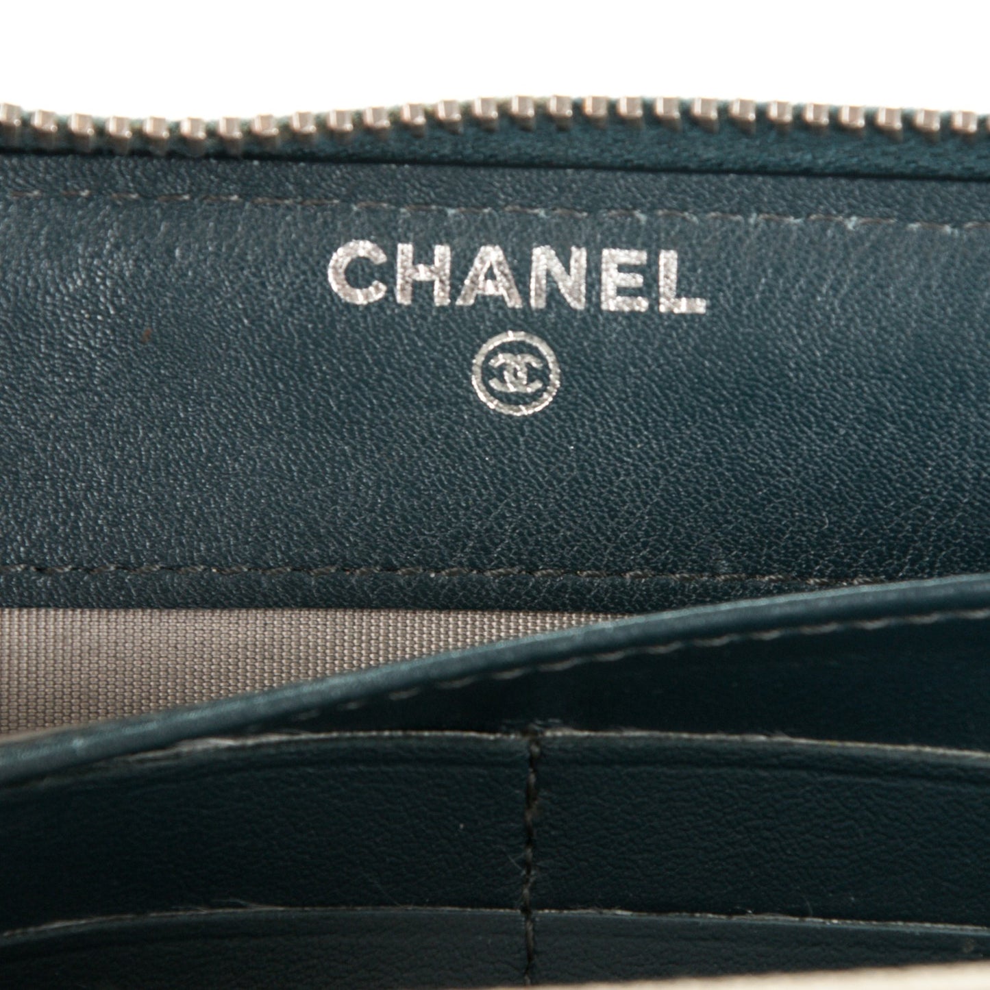 Patent Quilted Brilliant Zip Around Wallet Blue