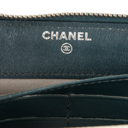 Chanel Patent Quilted Brilliant Zip Around Wallet Blue 6 of 9