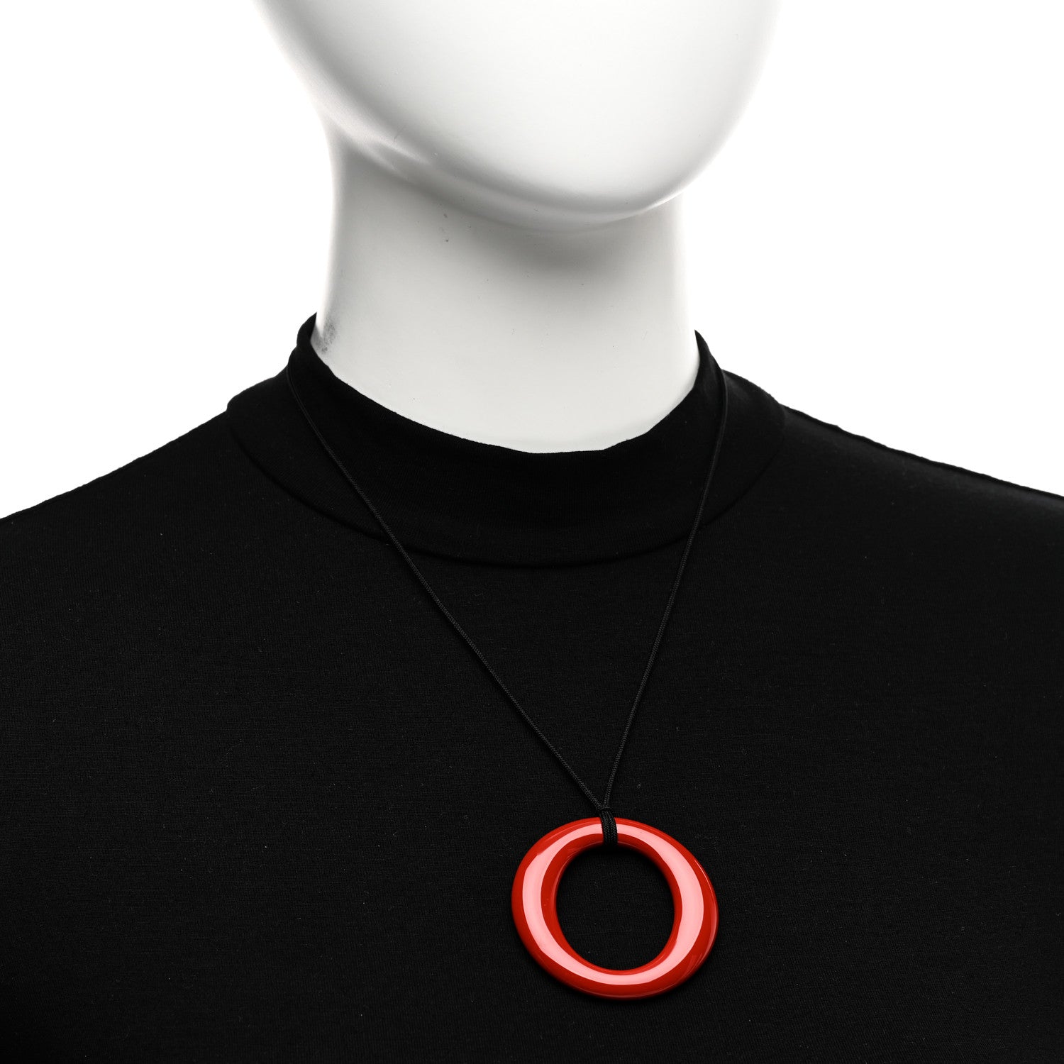 Tiffany Lacquer Hardwood Elsa Peretti Sevillana Pendant Cord Necklace Red 2 of 6