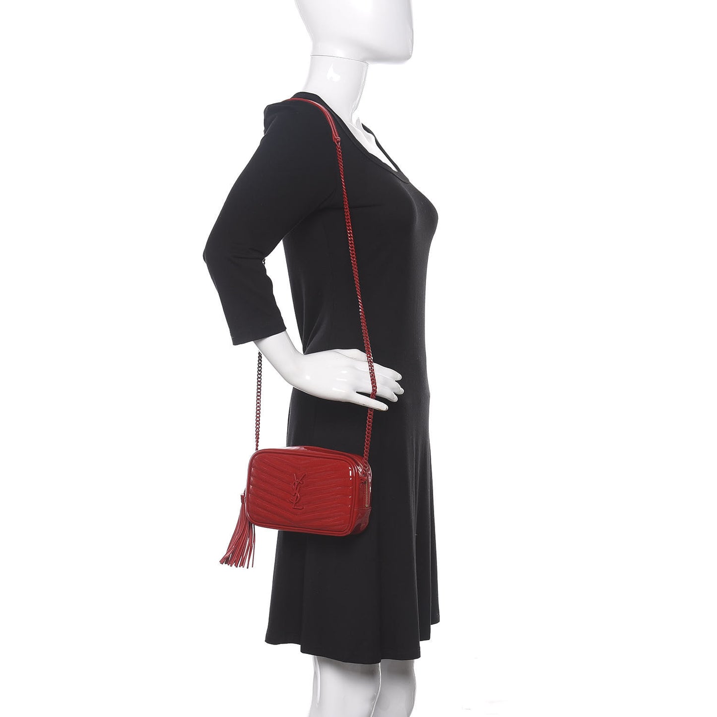 Patent Calfskin Matelasse Monogram Mini Lou Camera Bag Eros Red