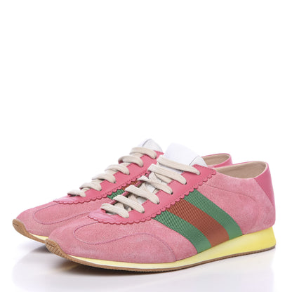 Gucci Suede Web Womens Rocket Sneakers 37.5 Rhododendron Pink 3 of 8
