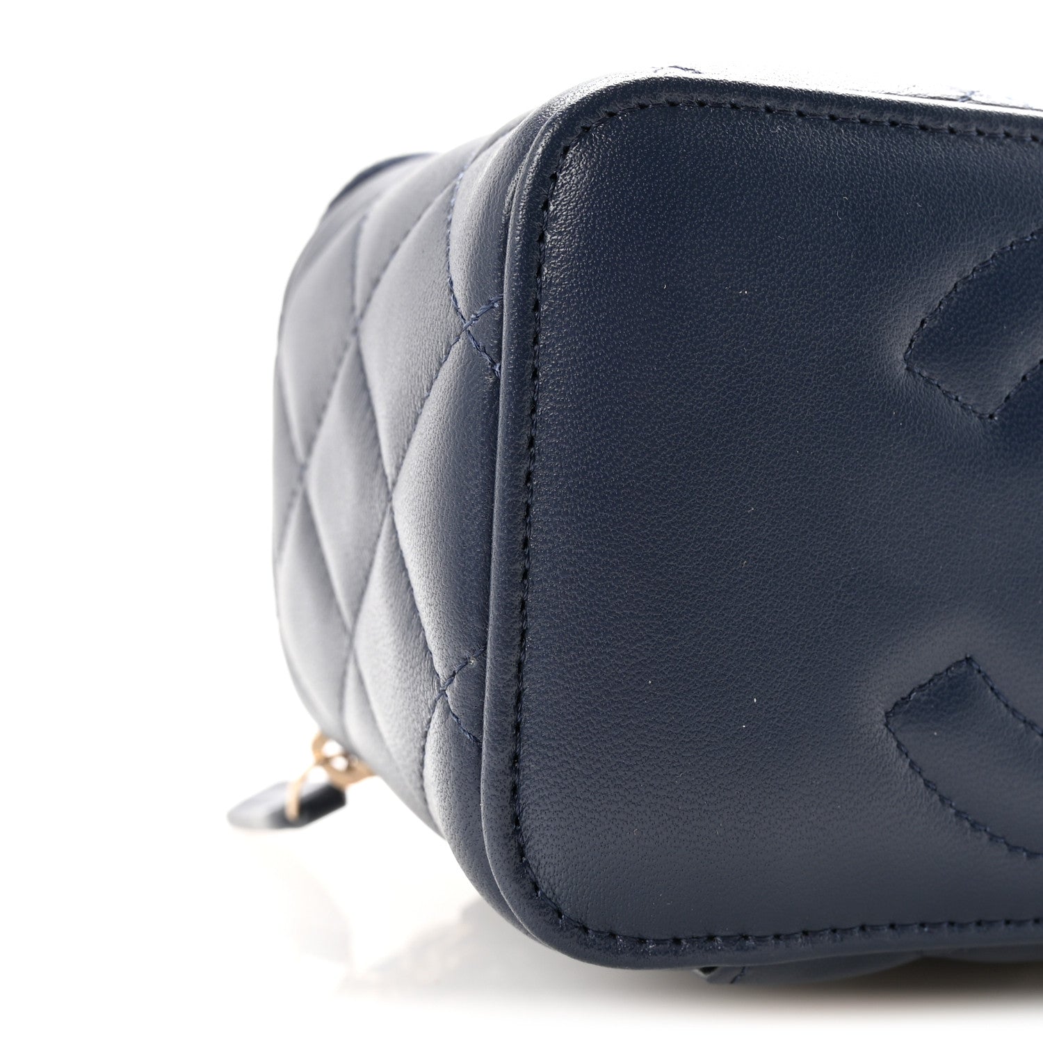 Chanel Lambskin Quilted Metal Small Top Handle Vanity Case With Chain Blue 9 of 11