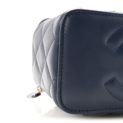 Chanel Lambskin Quilted Metal Small Top Handle Vanity Case With Chain Blue 9 of 11