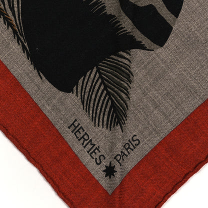 Hermes Cashmere Silk Zebra Pegasus Pointe Triangle Scarf Etoupe Bordeaux Black 2 of 3