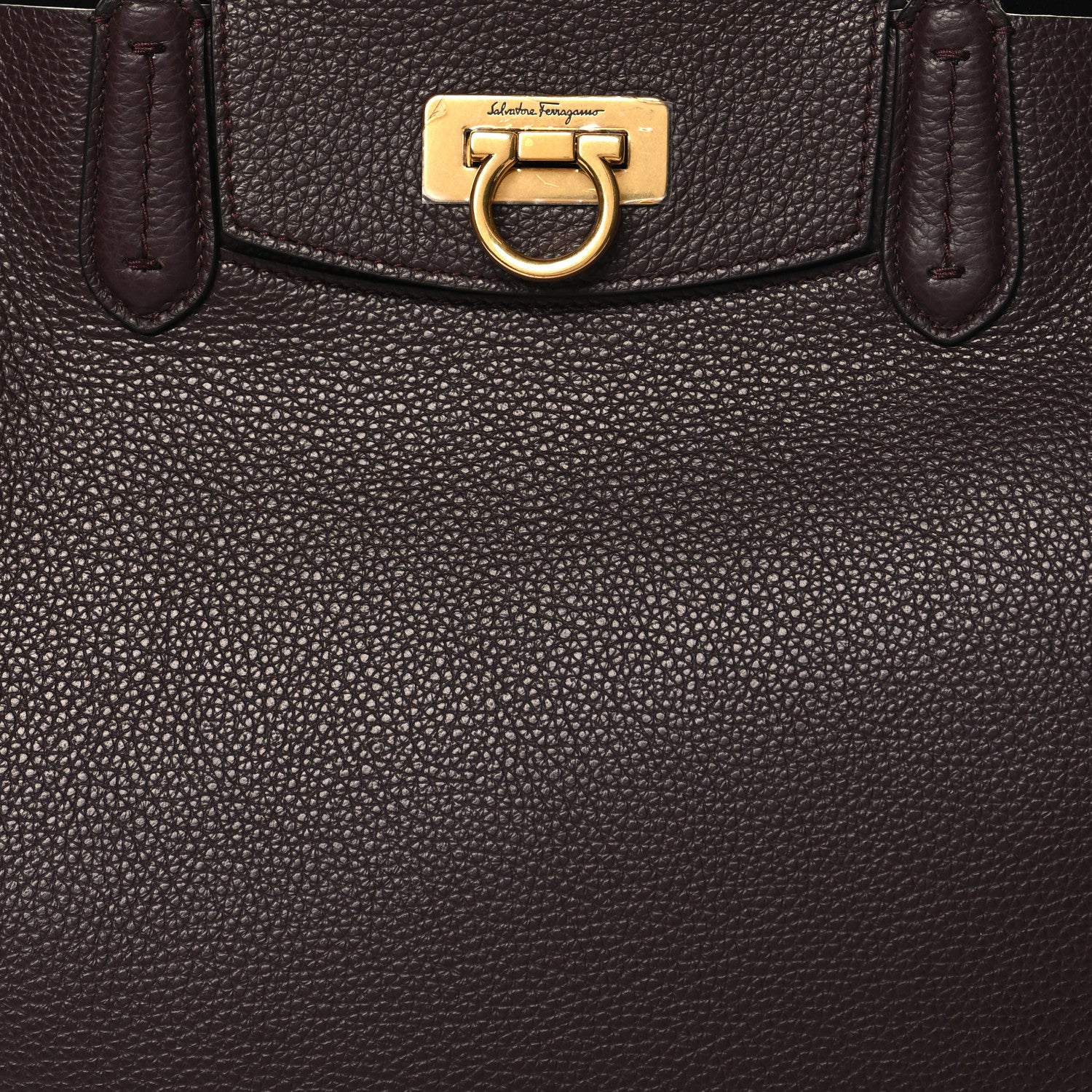 Salvatore Ferragamo Calfskin Travel Tote Ganache Brown 7 of 9