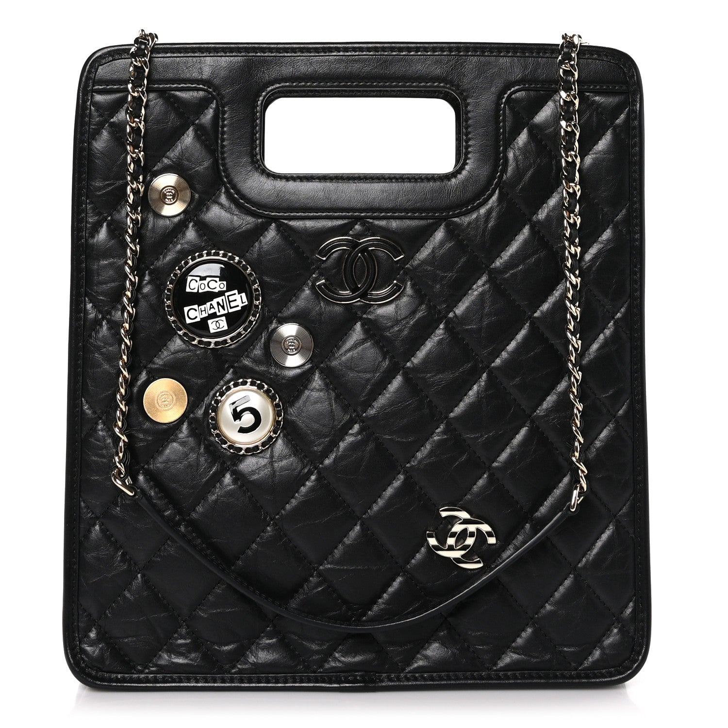 Chanel Aged Calfskin Small Charms Shopping Bag Black 1 of 10