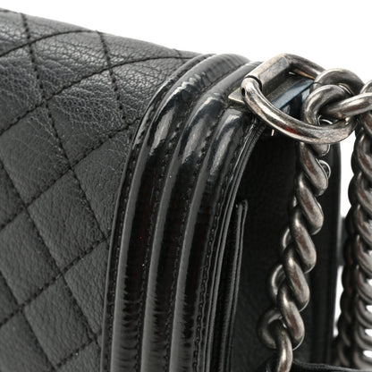 Chanel Goatskin Quilted Patent Medium Duo Boy Flap Black 14 of 15