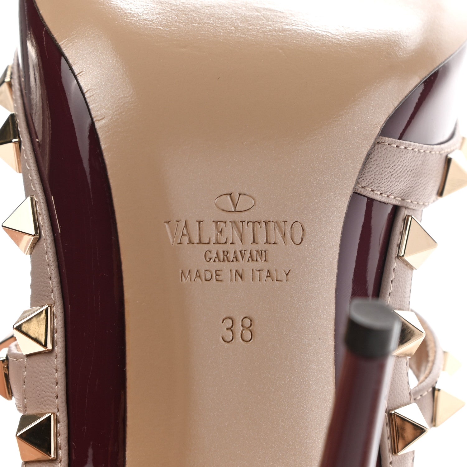 Valentino Garavani Patent Nappa Rockstud Ankle Strap 100mm Pumps 38 Vinaccia Poudre 6 of 10