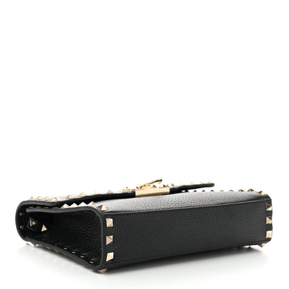 Valentino Garavani Pebbled Calfskin Medium Rockstud Flip Lock Crossbody Bag Black 4 of 10