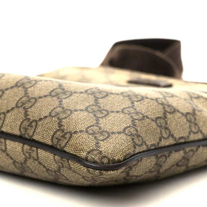 Gucci GG Supreme Monogram Selleria Calfskin Small Flat Side Zip Messenger Bag Beige Ebony Cocoa Dark Chocolate 11 of 12