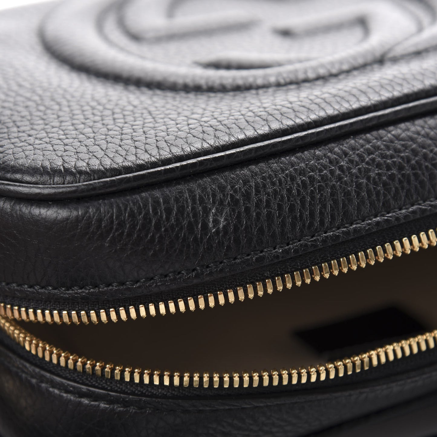 Pebbled Calfskin Small Soho Disco Bag Black