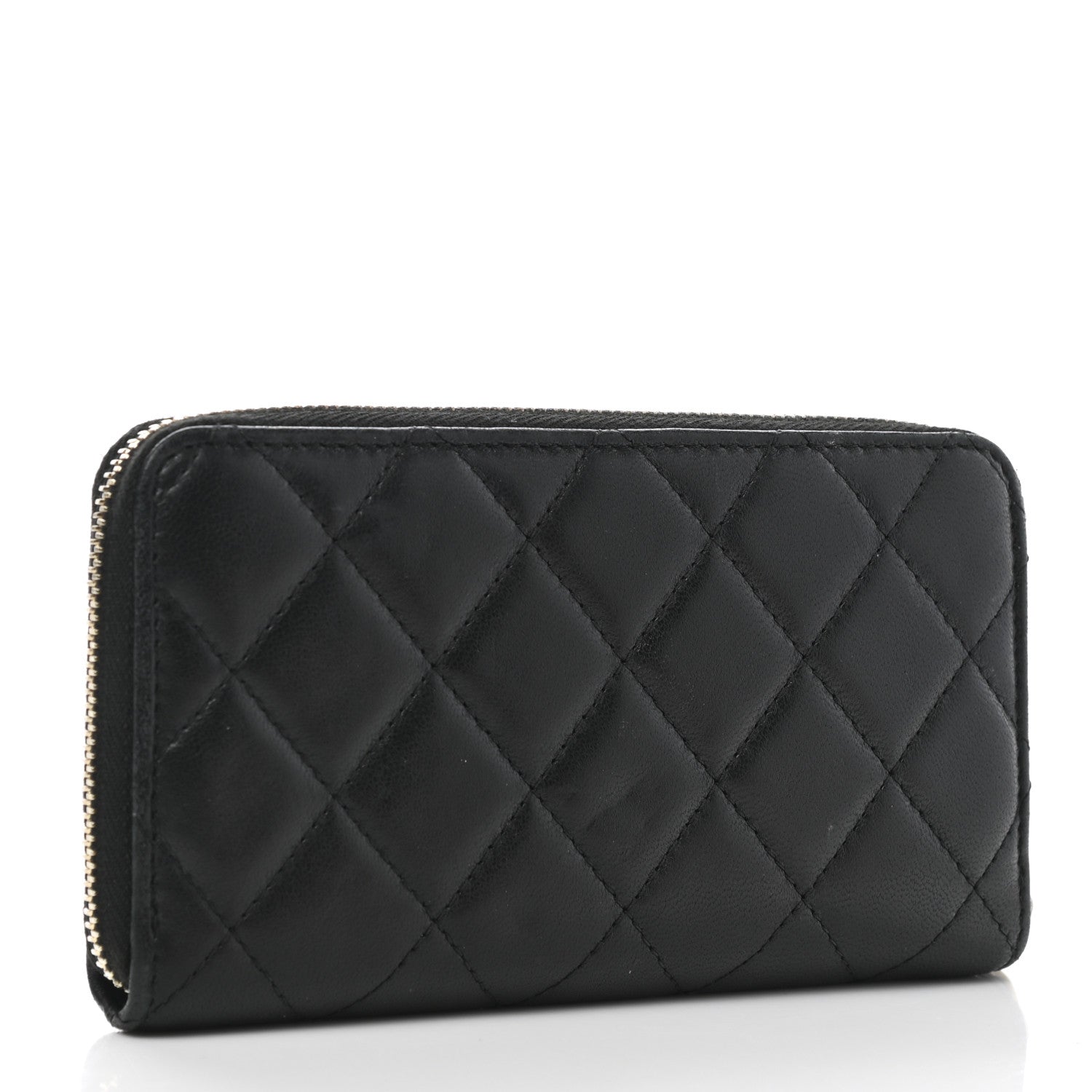 Chanel Lambskin Quilted Small Lucky Charms Zip Around Wallet Black 3 of 8