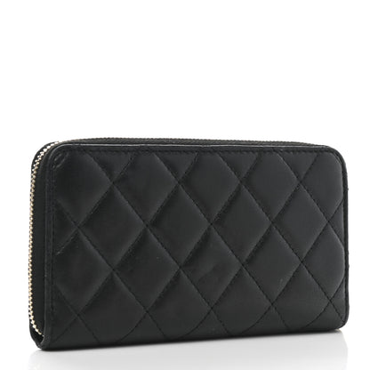 Chanel Lambskin Quilted Small Lucky Charms Zip Around Wallet Black 3 of 8