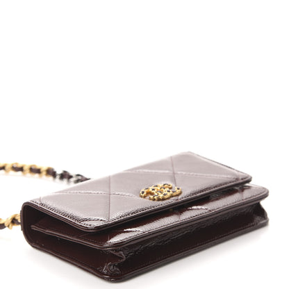 Chanel Shiny Crumpled Calfskin Quilted 19 Wallet On Chain WOC Burgundy 4 of 12