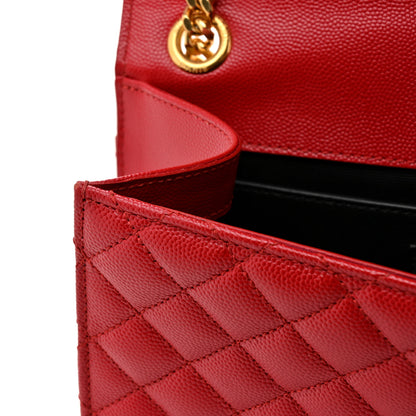 Saint Laurent Grain De Poudre Textured Mixed Matelasse Triquilt Medium Monogram Satchel New Red 11 of 11