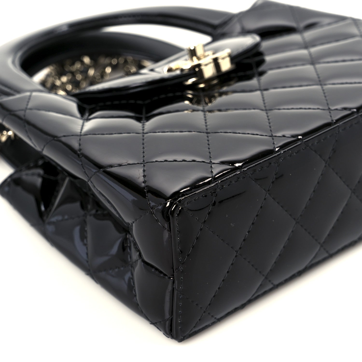 Chanel Mirror Calfskin Quilted Nano Kelly Shopper Black 1792685