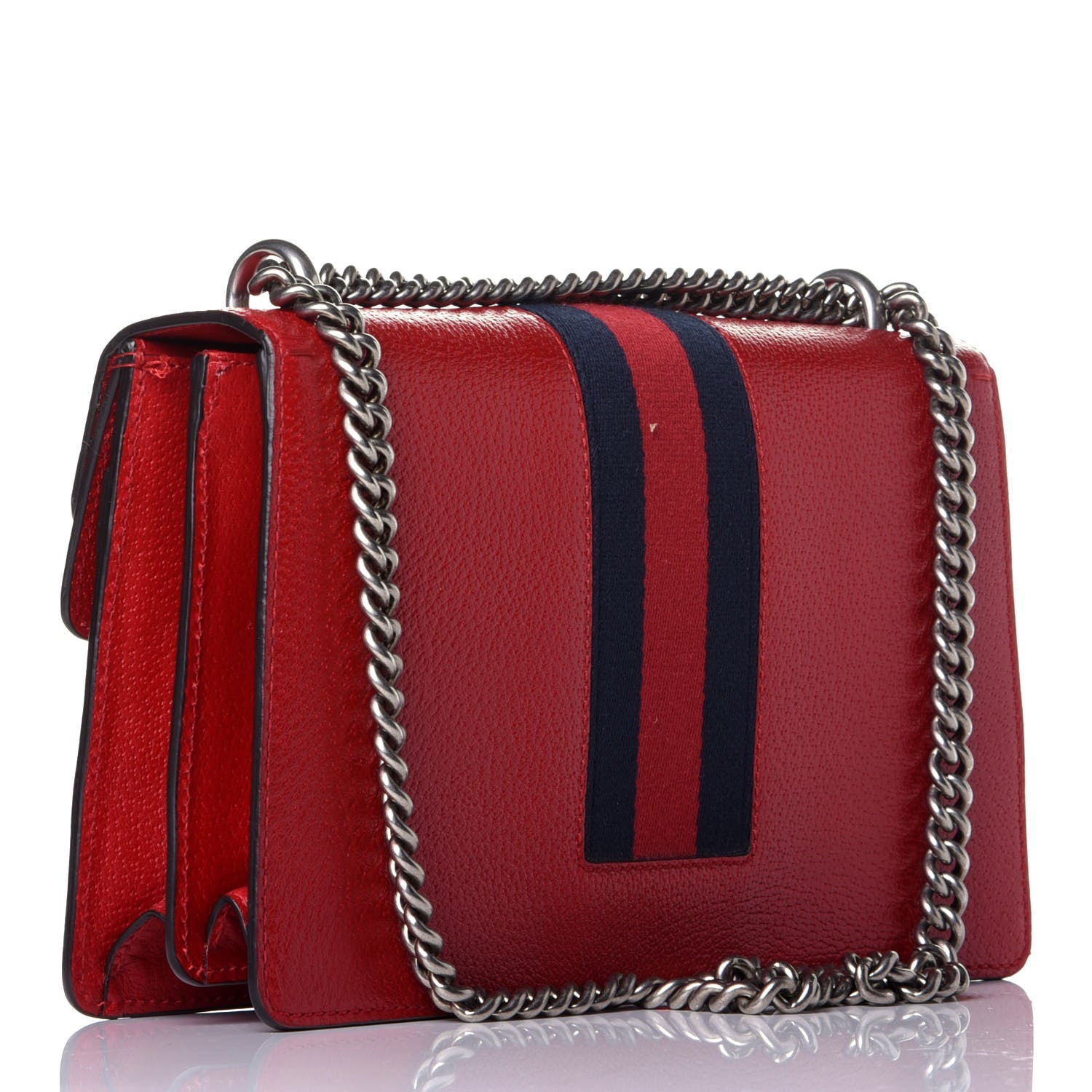 Gucci Calfskin Web Floral Embroidered Small Dionysus Shoulder Bag Hibiscus Red 3 of 9