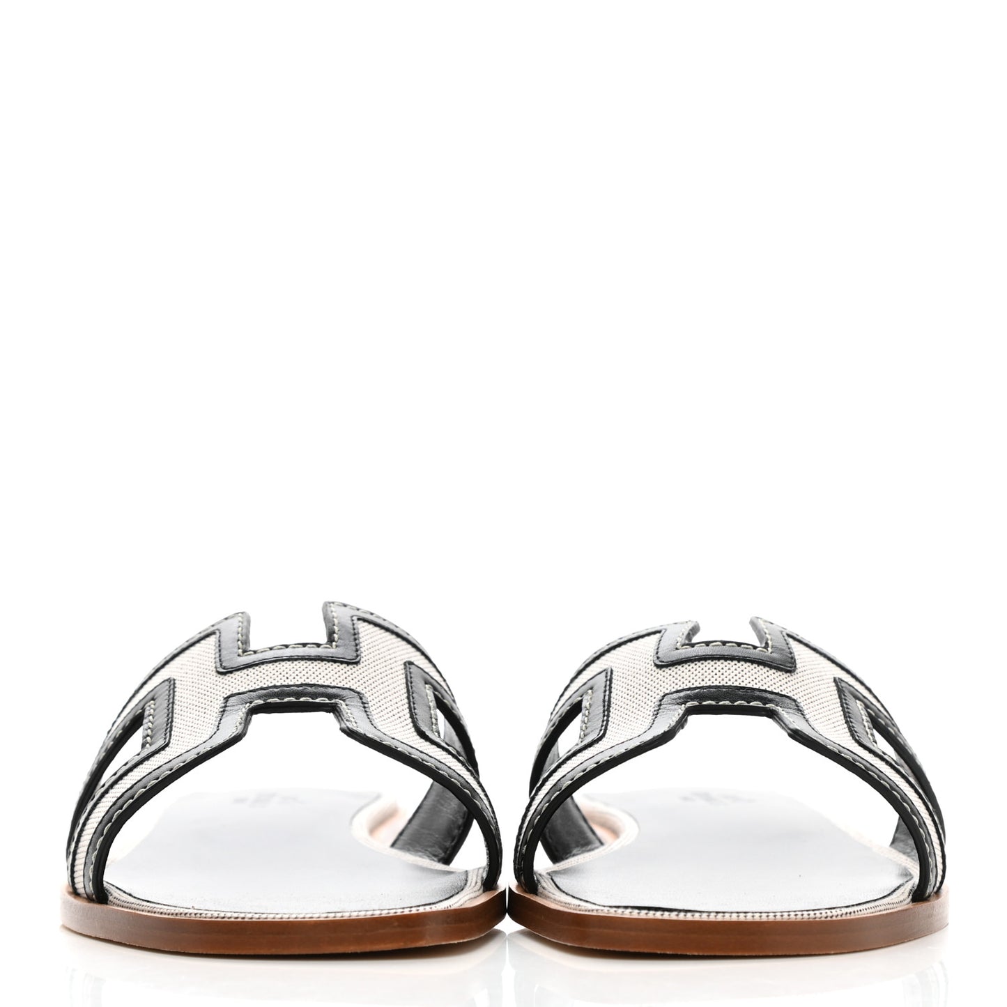 Calfskin Canvas Oran Sandals 37.5 Black