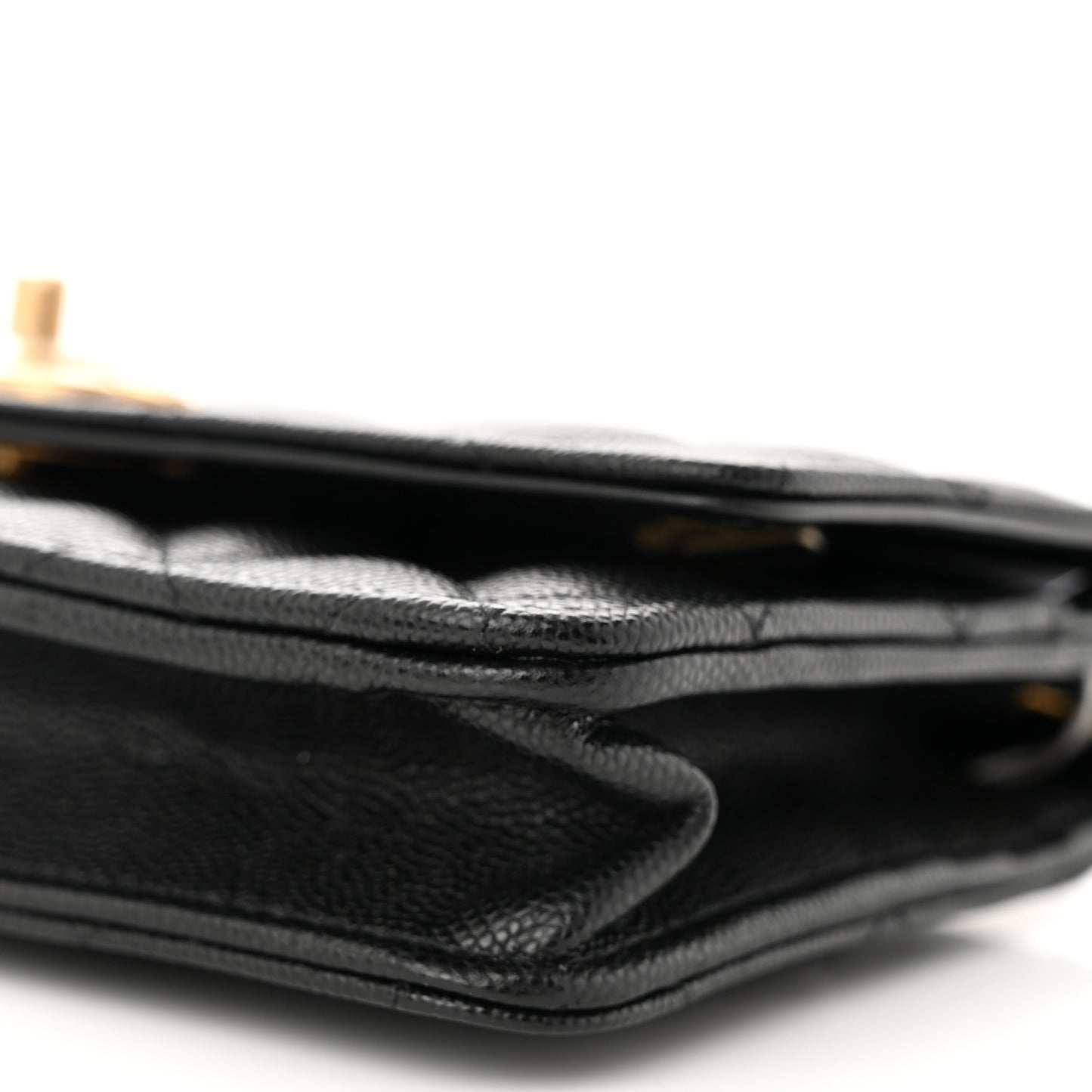Caviar Quilted Camellia Wallet On Chain WOC Black