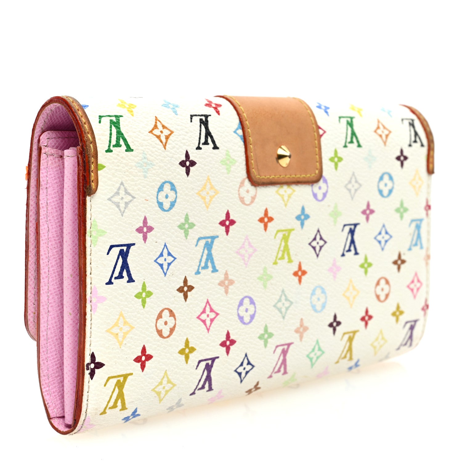 Louis Vuitton LOUIS VUITTON Monogram Multicolor Sarah Noeud Wallet White Litchi 3 of 15