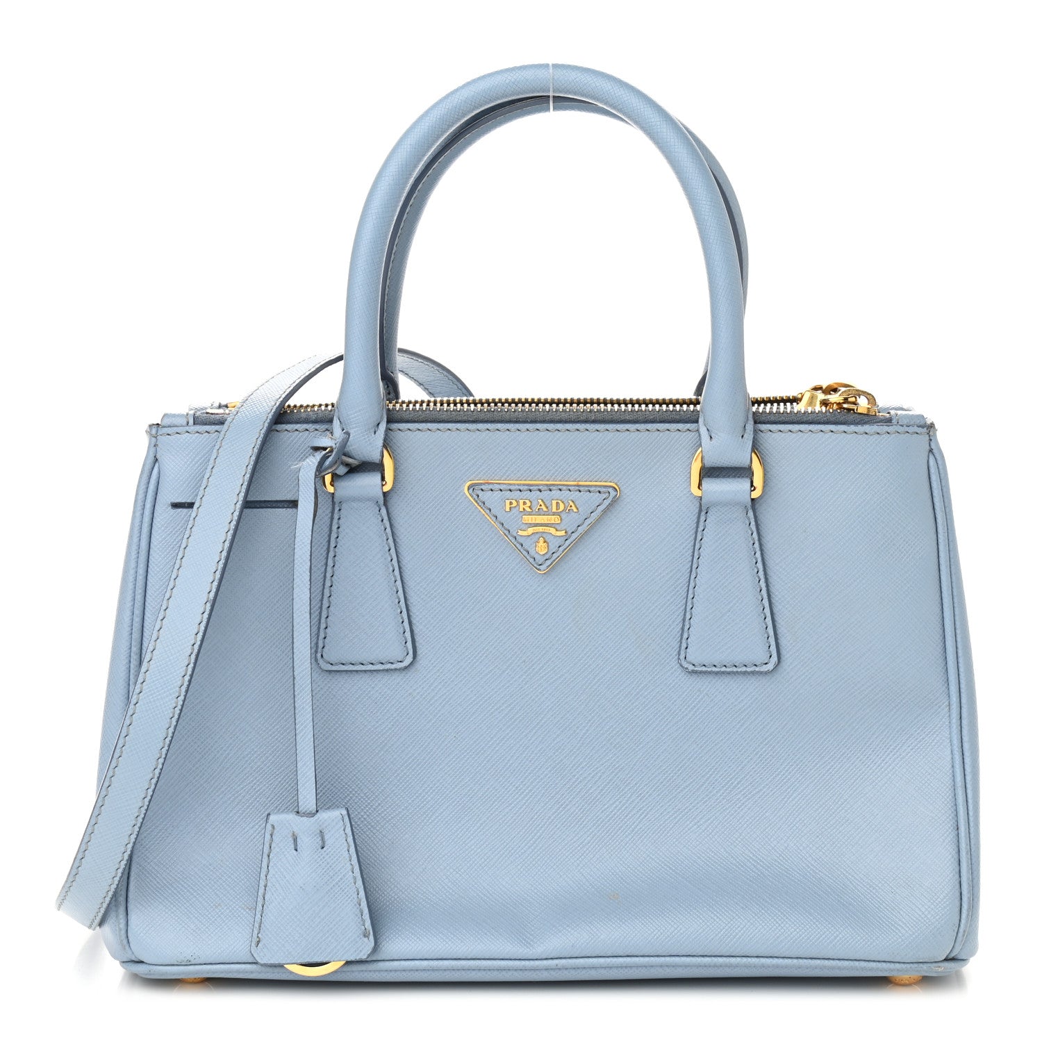 Prada Saffiano Galleria Mini Double Zip Tote Aviazione 1 of 9