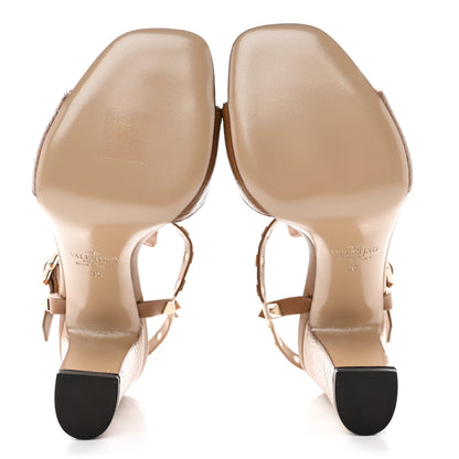 Valentino Garavani Grained Calfskin Rockstud T-Strap 5/105mm Sandals 36 Tobacco 5 of 11