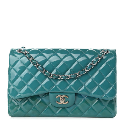 Chanel Patent Quilted Jumbo Double Flap Blue 1 of 11