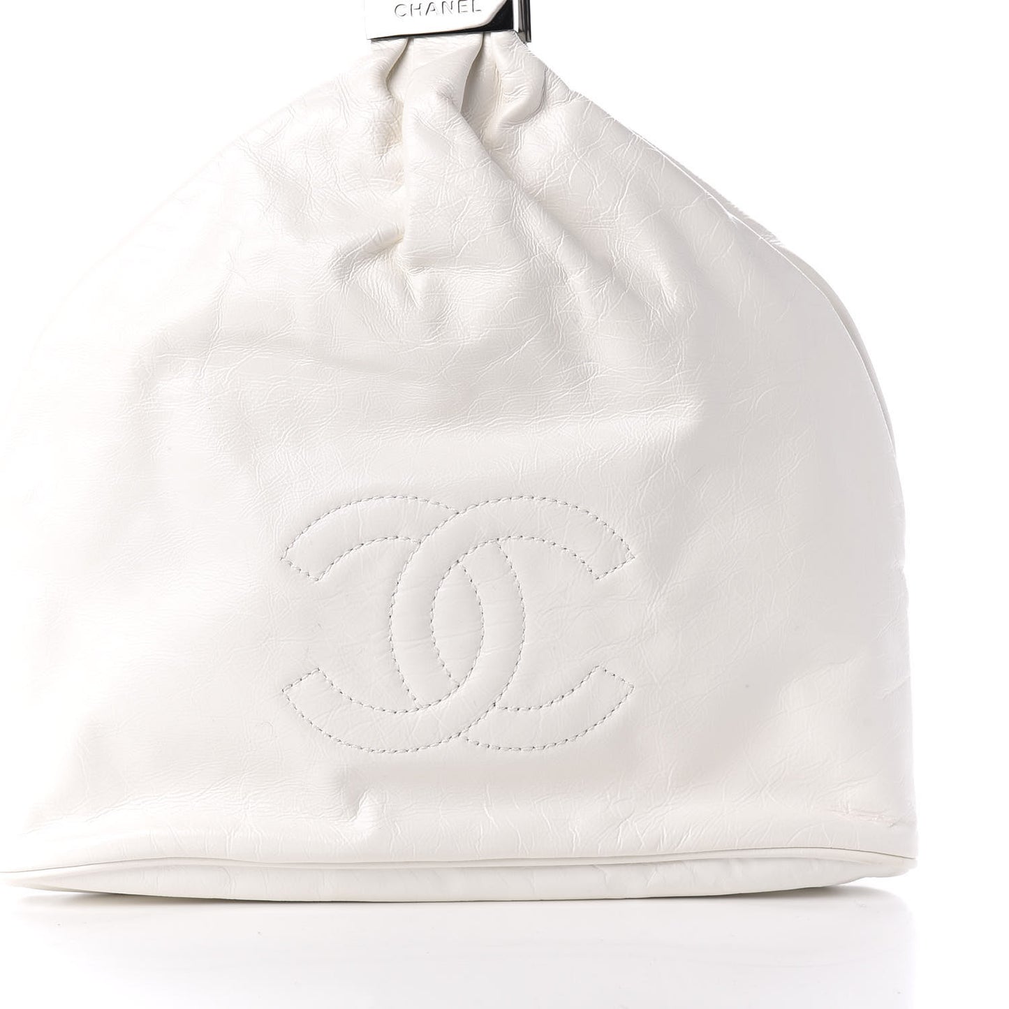 Lambskin Mini Rock and Chain Hobo White