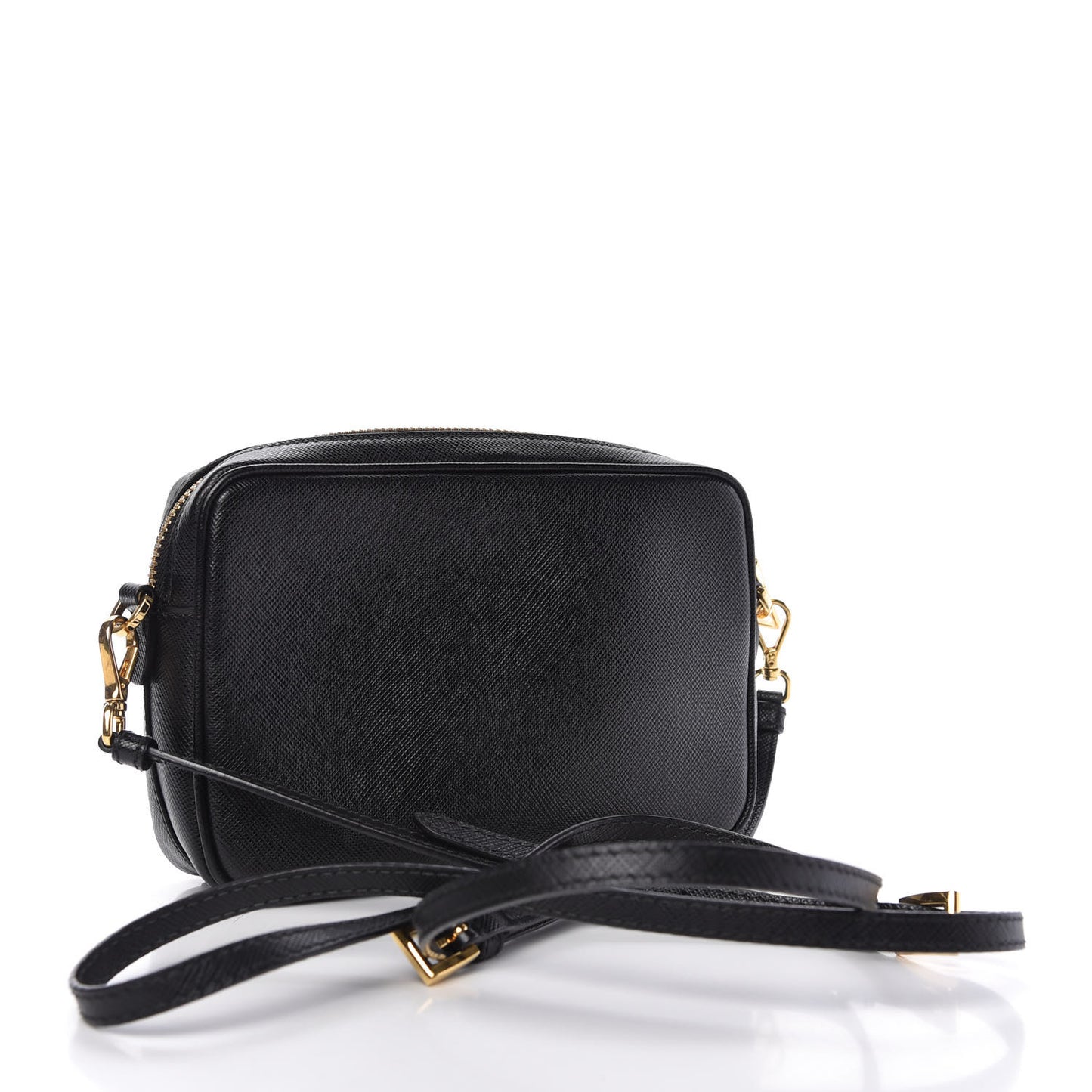 Saffiano Lux Small Camera Crossbody Bag Black