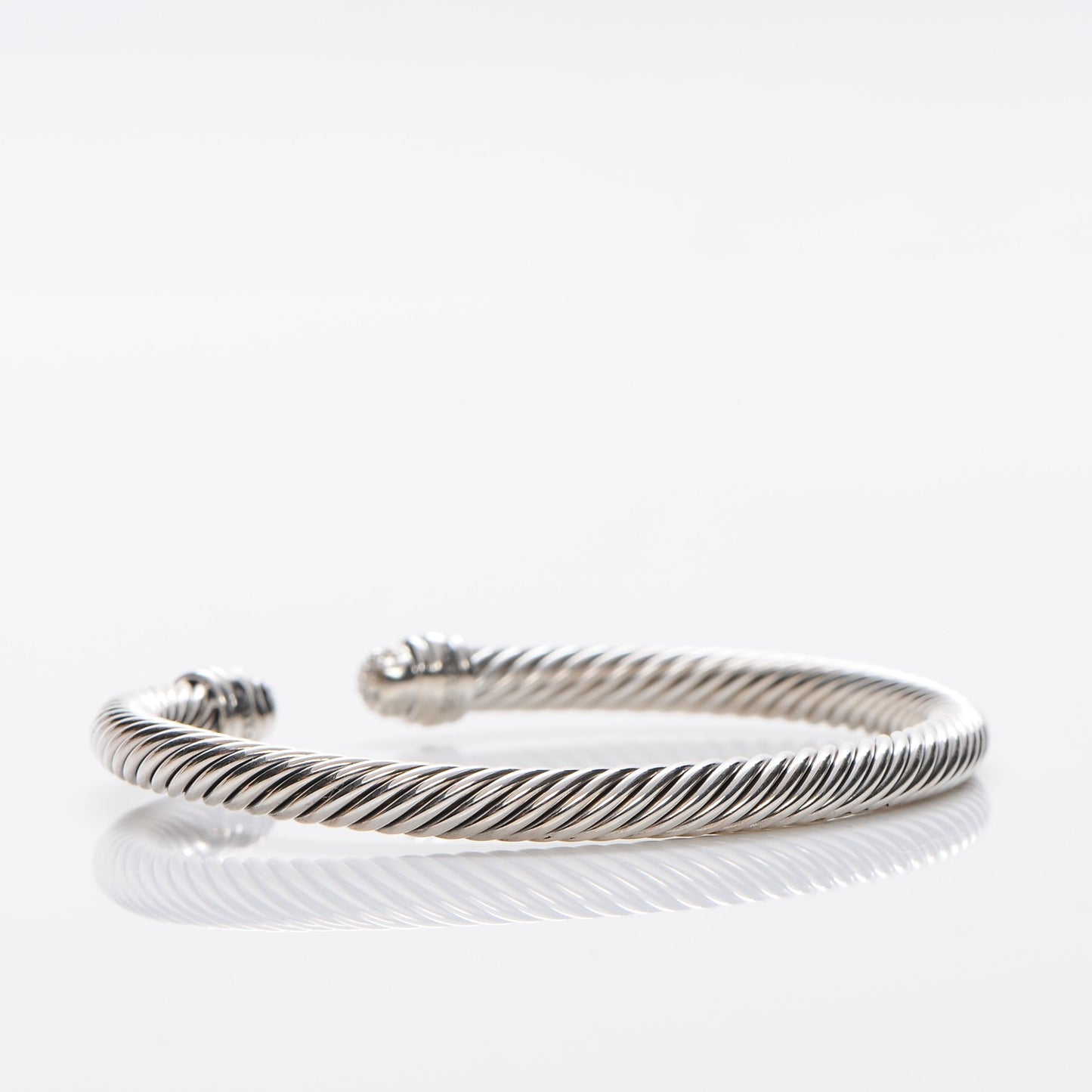 Sterling Silver Pave Diamond 5mm Cable Classics Bracelet