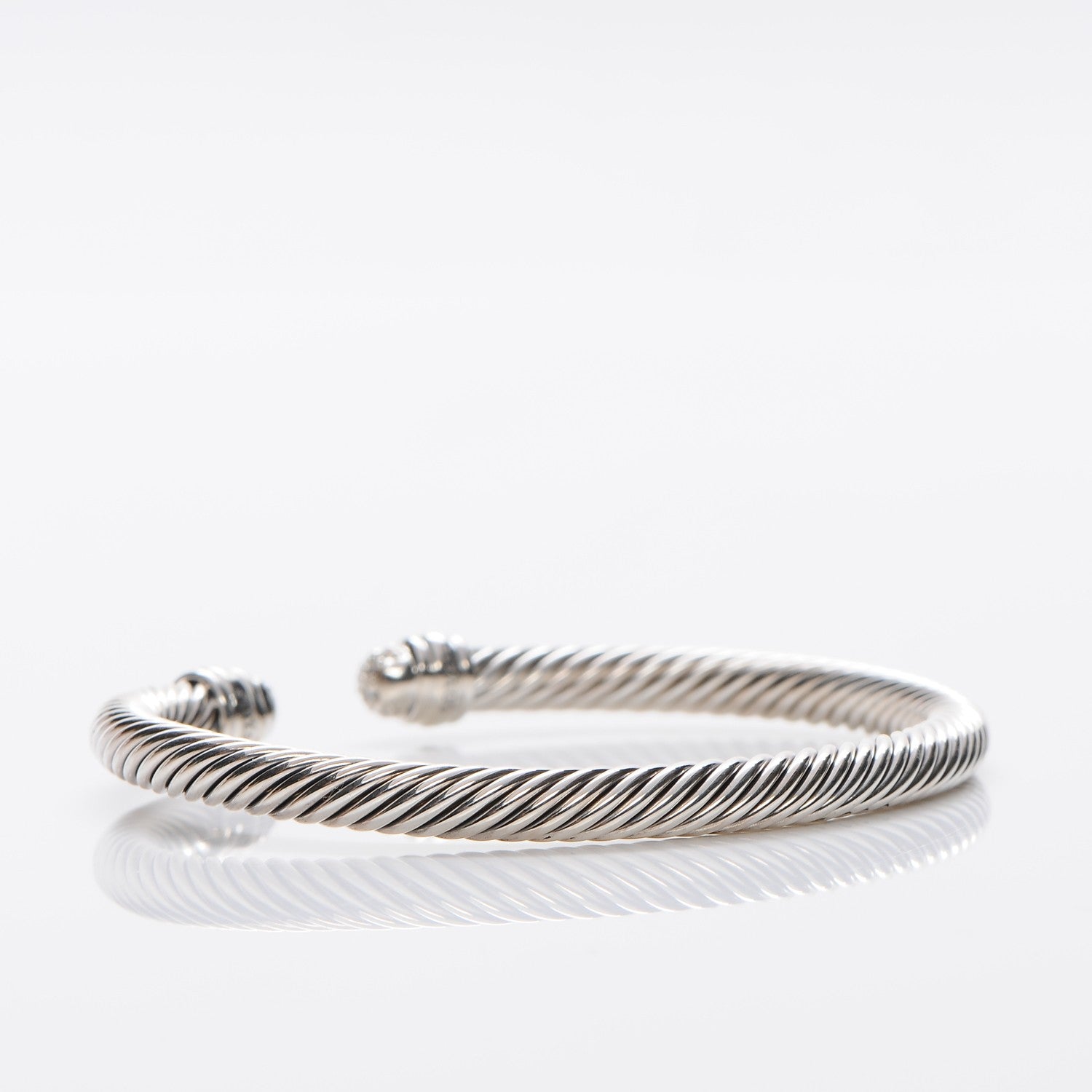 David Yurman Sterling Silver Pave Diamond 5mm Cable Classics Bracelet 3 of 4