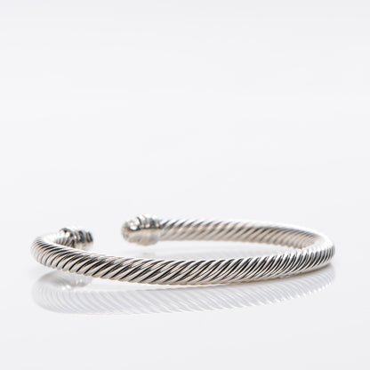 David Yurman Sterling Silver Pave Diamond 5mm Cable Classics Bracelet 3 of 4