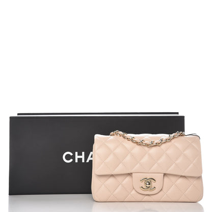 Chanel Lambskin Quilted Mini Rectangular Flap Light Beige 8 of 8