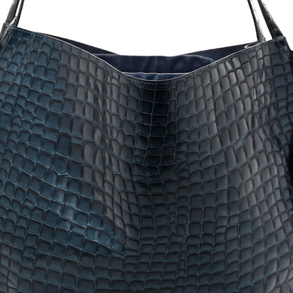 Christian Louboutin Patent Calfskin Crocodile Embossed Le 54 Tote Blue 8 of 11