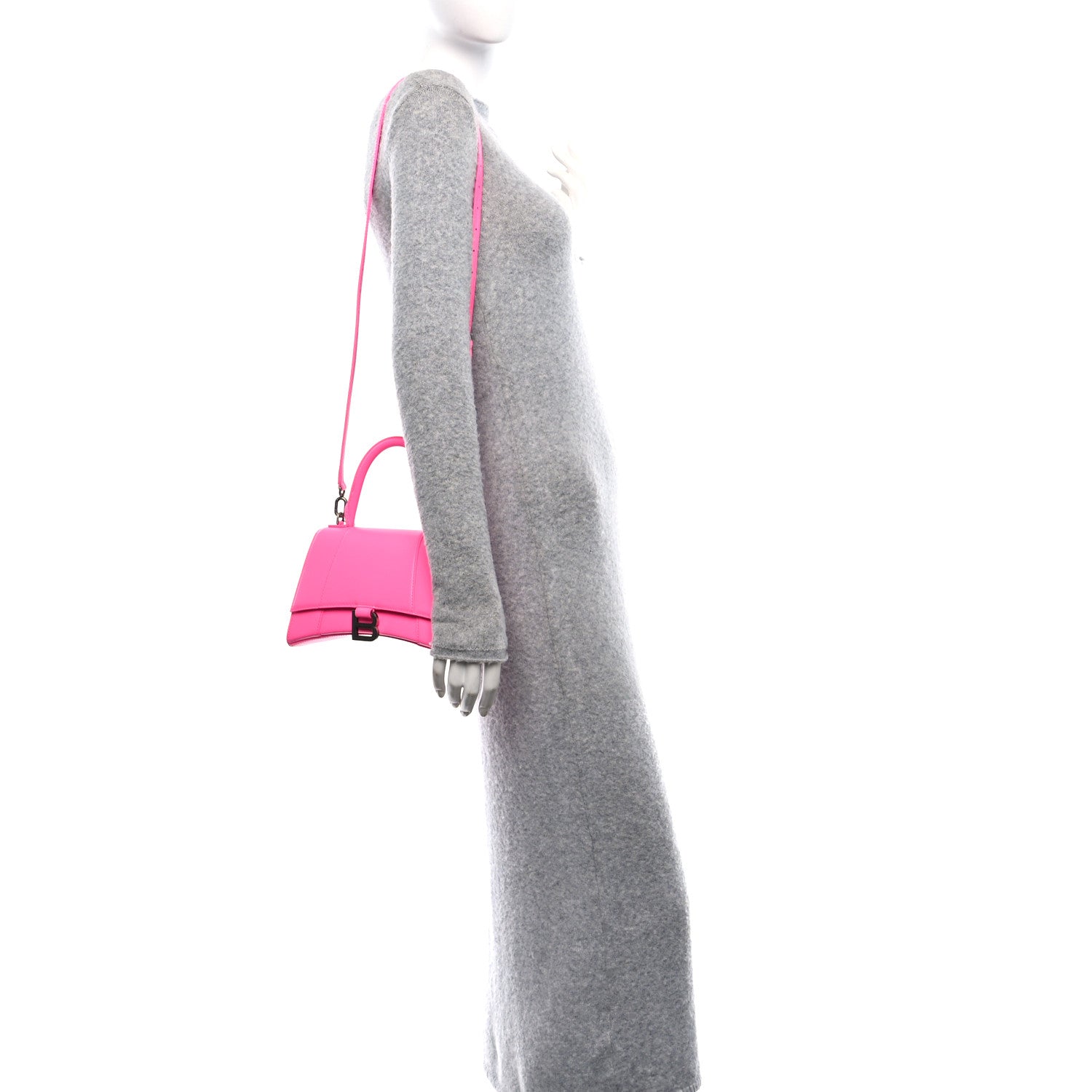 Balenciaga Shiny Box Calfskin Small Hourglass Top Handle Bag Fluo Pink 2 of 9