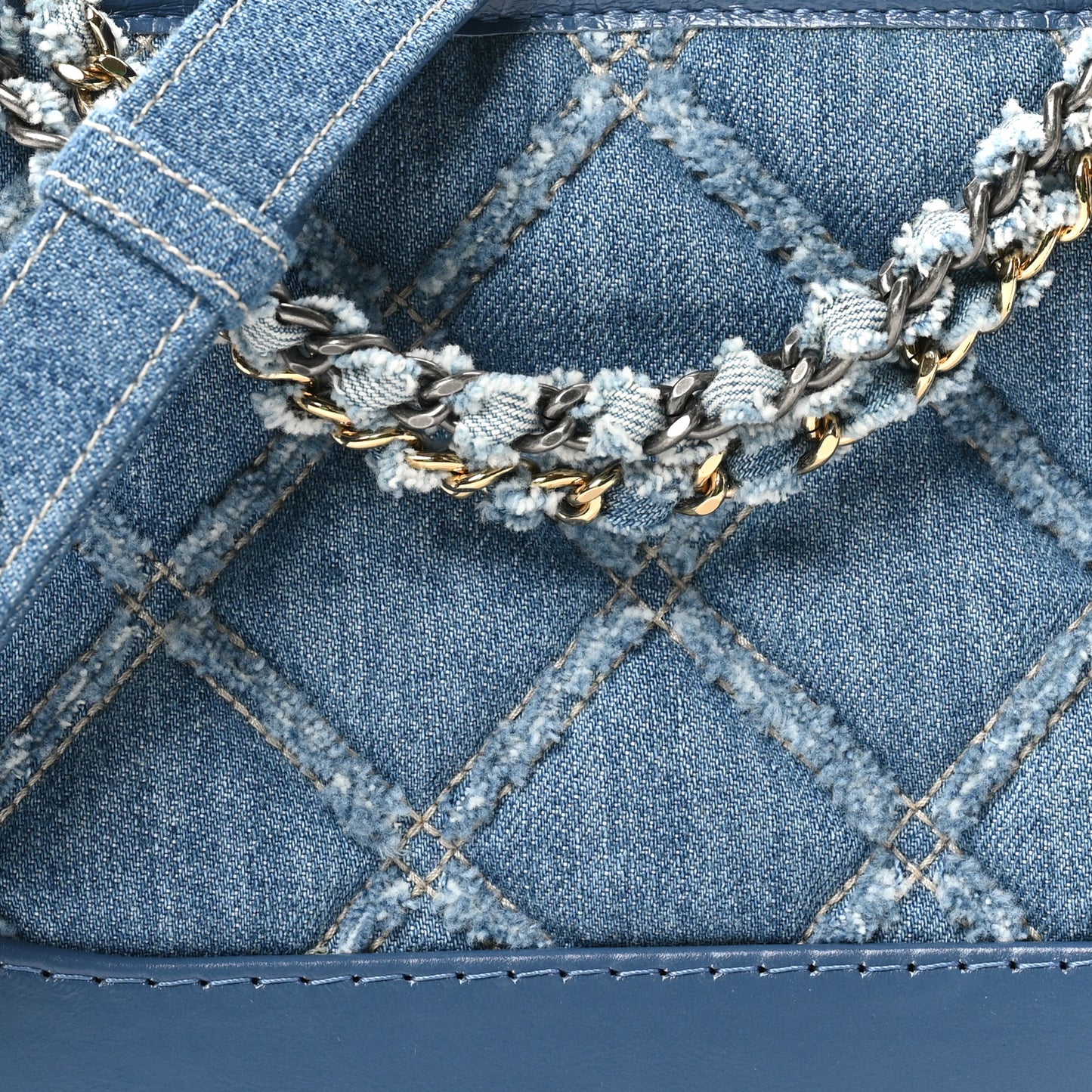 Denim Calfskin Small Gabrielle Hobo Blue